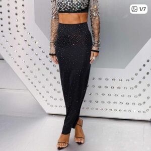 BRAND NEW Swarovski × Skims Jelly Sheer Tube Maxi Skirt in Black Onyx size XS